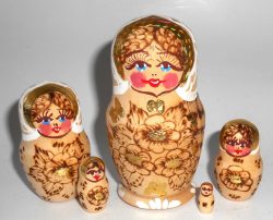Maya white scarf Babushka Matryoshka nesting Doll Babooshki Babushkas