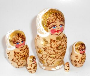 Maya white scarf nesting Doll Babooshki s