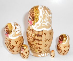 Maya white scarf nesting Doll Babooshki s