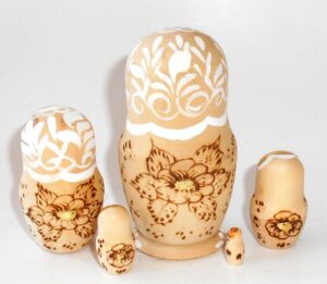 Maya white scarf nesting Doll Babooshki s
