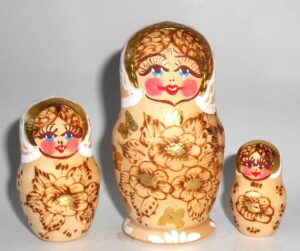 Maya white scarf nesting Doll Babooshki s