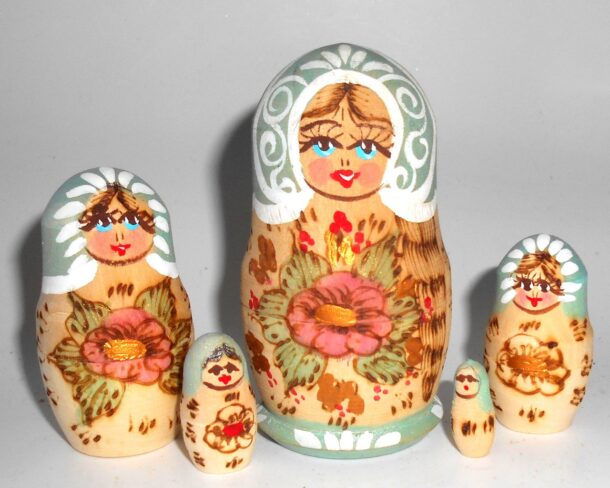 Maya light green scarf nesting Doll Babooshki s