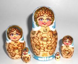 Maya light blue scarf Babushka Matryoshka nesting Doll Babooshki Babushkas
