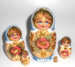 Maya blue scarf Babushka Matryoshka nesting Doll Babooshki Babushkas
