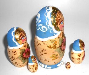 Maya blue scarf nesting Doll Babooshki s