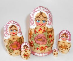 Maya pink scarf pink flower Babushka Matryoshka nesting Doll Babooshki Babushkas