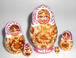 Maya pink scarf gold flower Babushka Matryoshka nesting Doll Babooshki Babushkas