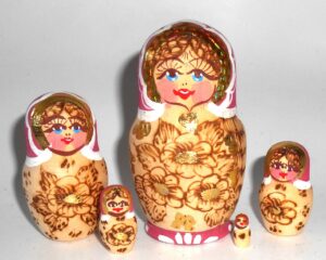 Maya hot pink scarf Babushka Matryoshka nesting Doll Babooshki Babushkas