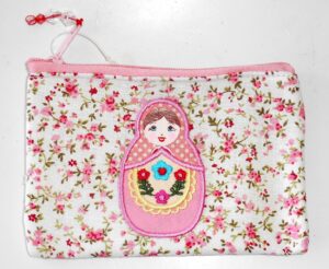 Coin purse in pink Babushka (with zipper) Matryoshka Babooshki Babushkas