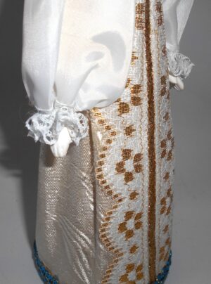 Girl in traditional russian white & gold bridal dress large - 3
