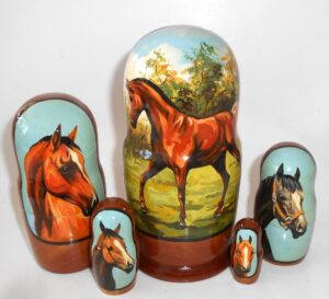 Chestnut Horse in Summer Babushka Matryoshka nesting Doll Babooshki Babushkas
