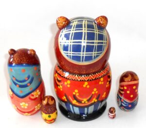 Funny Bear with teddy and honey nesting Doll Babooshki s