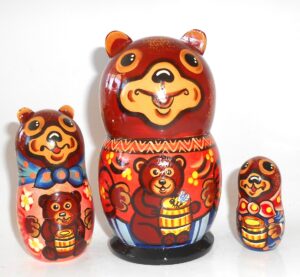 Funny Bear with teddy and honey nesting Doll Babooshki s