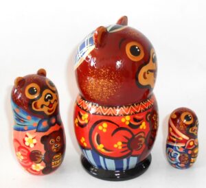 Funny Bear with teddy and honey nesting Doll Babooshki s