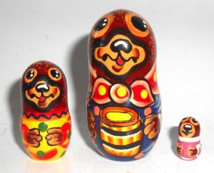 Funny Bear with teddy and honey nesting Doll Babooshki s