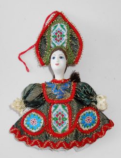 Girl in traditional russian multicolour dress small