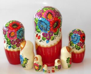 GIANT Ksenia white scarf 10-set nesting Doll Babooshki s