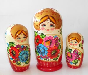 GIANT Ksenia white scarf 10-set nesting Doll Babooshki s