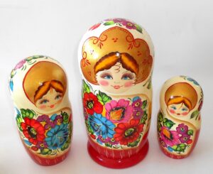 GIANT Ksenia white scarf 10-set nesting Doll Babooshki s