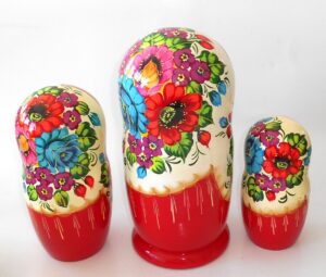 GIANT Ksenia white scarf 10-set nesting Doll Babooshki s