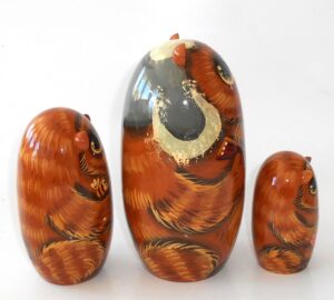 Funny Bear w/balalaika 3-set nesting Doll Babooshki s