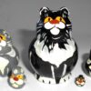 MINI Funny black Cat 5-set TINY nesting Doll Babooshki s