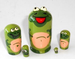 MINI Funny thin Frog 5-set Babushka TINY Babushka Matryoshka nesting Doll Babooshki Babushkas