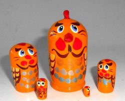 MINI Funny thin Rooster 5-set Babushka TINY Babushka Matryoshka nesting Doll Babooshki Babushkas