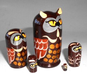 MINI Funny thin Owl 5-set TINY nesting Doll Babooshki s