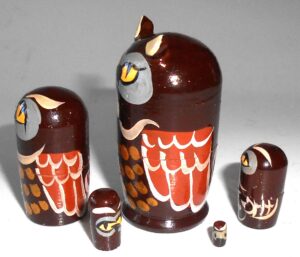 MINI Funny thin Owl 5-set TINY nesting Doll Babooshki s