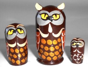 MINI Funny thin Owl 5-set TINY nesting Doll Babooshki s