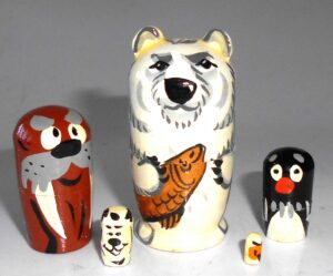 MINI Funny thin White Bear 5-set Babushka TINY Babushka Matryoshka nesting Doll Babooshki Babushkas