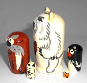 MINI Funny thin White Bear 5-set TINY nesting Doll Babooshki s