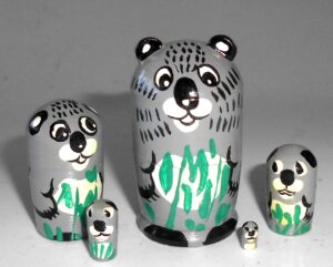 MINI Funny thin Wolf 5-set Babushka TINY Babushka Matryoshka nesting Doll Babooshki Babushkas