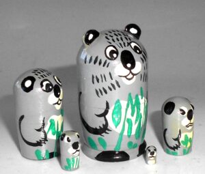 MINI Funny thin Wolf 5-set TINY nesting Doll Babooshki s