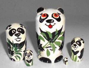 MINI Funny thin Panda 5-set Babushka TINY Babushka Matryoshka nesting Doll Babooshki Babushkas