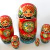 Clara with floral tray black scarf large 5-set nesting Doll Babooshki s Classic Village Traditional