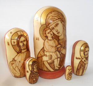 Our Lady of Kazan wood-burn nesting Doll Babooshki s
