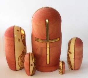 Our Lady of Kazan wood-burn nesting Doll Babooshki s