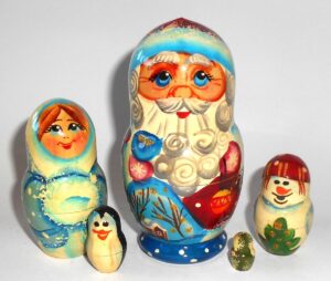 Santa with sack & lantern small nesting Doll Babooshki s