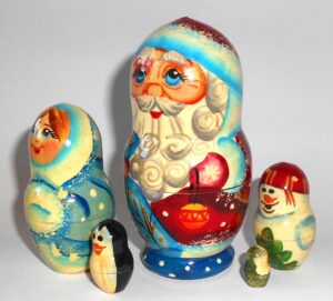Santa with sack & lantern small nesting Doll Babooshki s