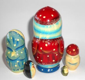 Santa with sack & lantern small nesting Doll Babooshki s