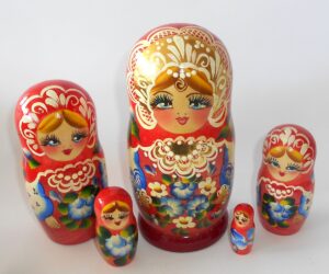 Zina in red floral outfit 5-set Babushka Matryoshka nesting Doll Babooshki Babushkas Classic Village Traditional