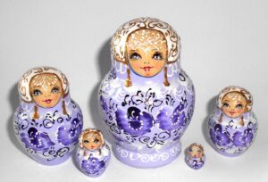 Nata in purple lace woody dress small Babushka Matryoshka nesting Doll  Babooshki Babushkas