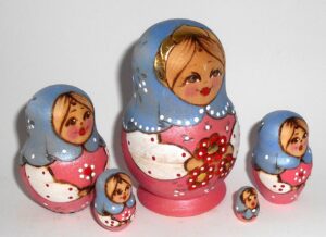 Jessie purple scarf pink dress nesting Doll Babooshki s