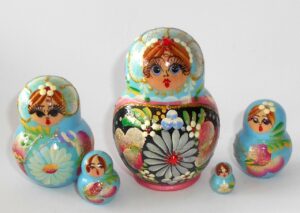 Katya in blue & red Babushka Matryoshka nesting Doll Babooshki Babushkas