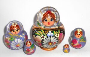 Katya in purple & gold Babushka Matryoshka nesting Doll Babooshki Babushkas