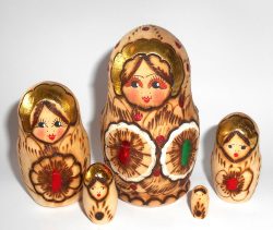 Kira red & green flowers red dots Babushka Matryoshka nesting Doll Babooshki Babushkas