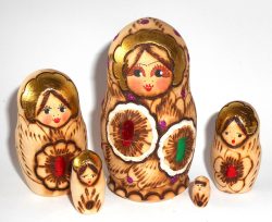 Kira red & green flowers purple dots Babushka Matryoshka nesting Doll Babooshki Babushkas