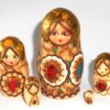 Kira red & blue flowers green dots Babushka Matryoshka nesting Doll Babooshki Babushkas
